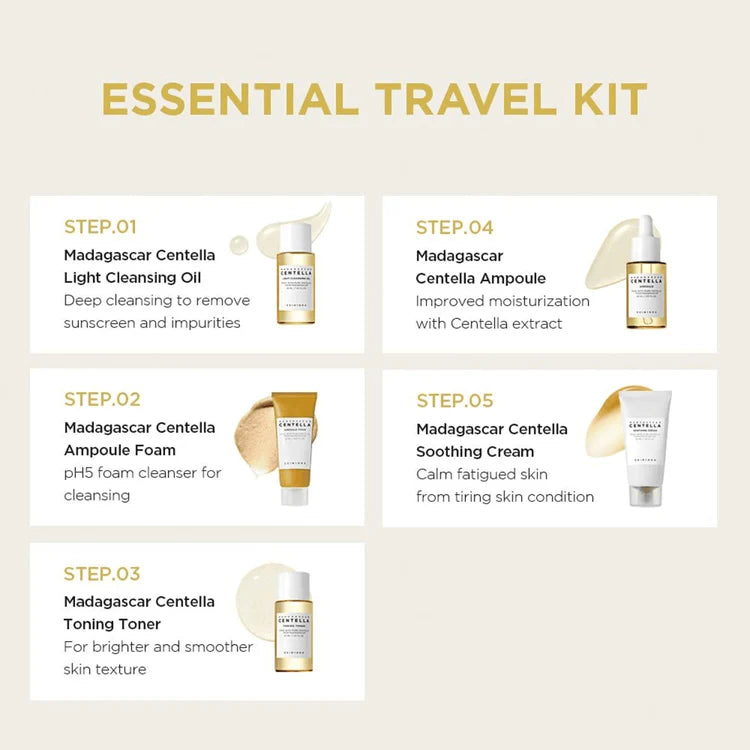 SKIN1004 Madagascar Centella Korean Skincare Travel Kit | Soothing Mini Starter Set