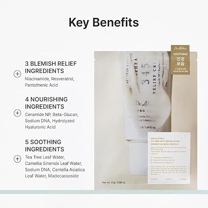 Dr.Althea 345 Relief Barrier Repair Cream Mask 4pc Set | Korean Soothing Sheet Mask