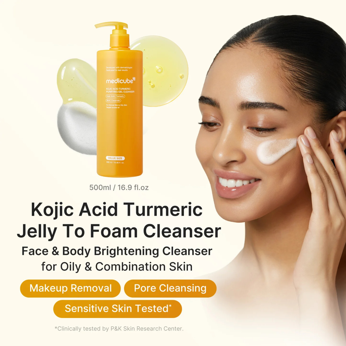 Medicube Kojic Acid Turmeric Gel-to-Foam Cleanser 500ml