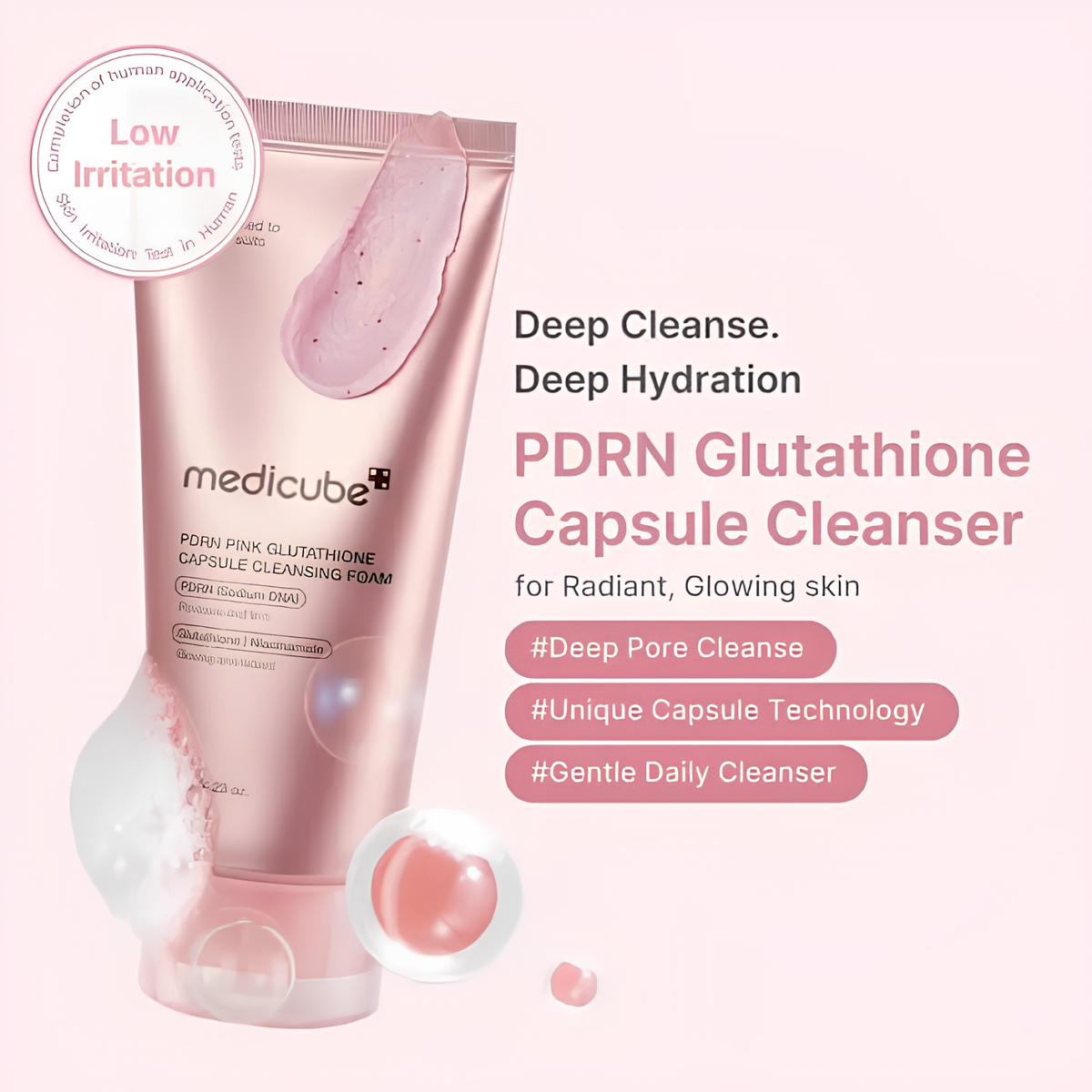 Medicube PDRN Pink Glutathione Capsule Cleansing Foam 120g