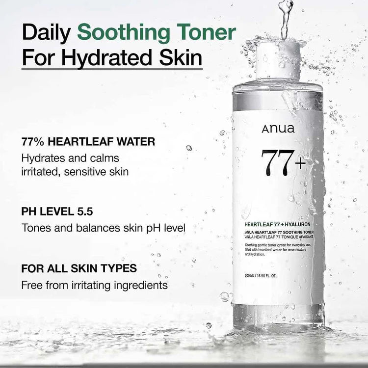 ANUA Heartleaf 77% Soothing Korean Toner 250ml | Calming Hydrating Toner for Sensitive Skin