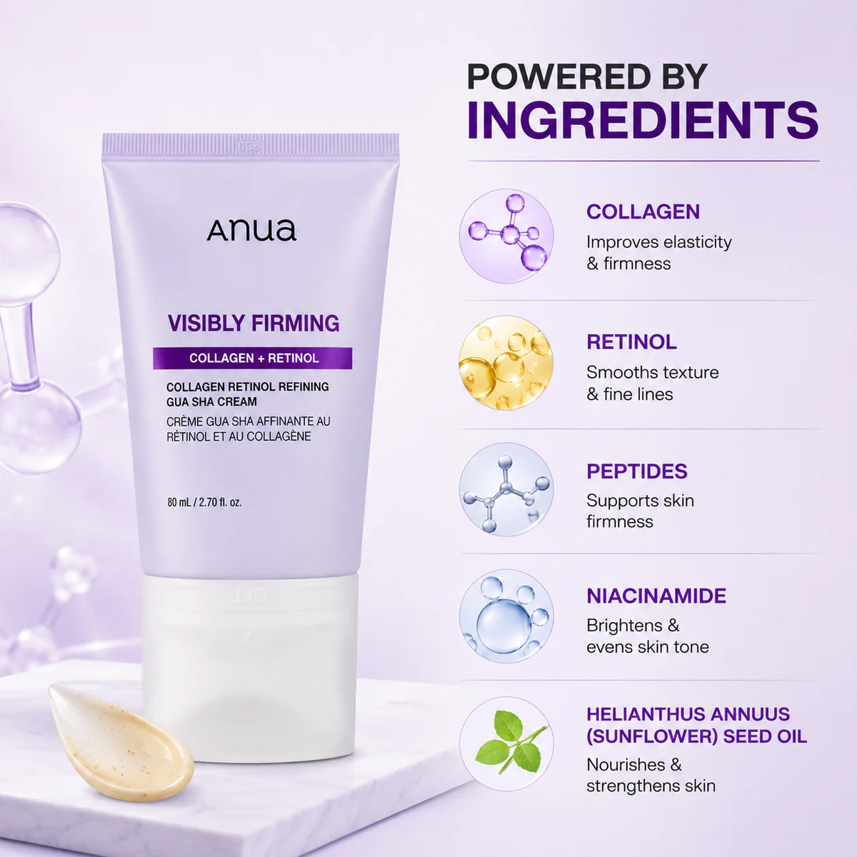 Anua Visible Firming Collagen Retinol Gua Sha Cream 80ml | Korean Firming Retinol Cream