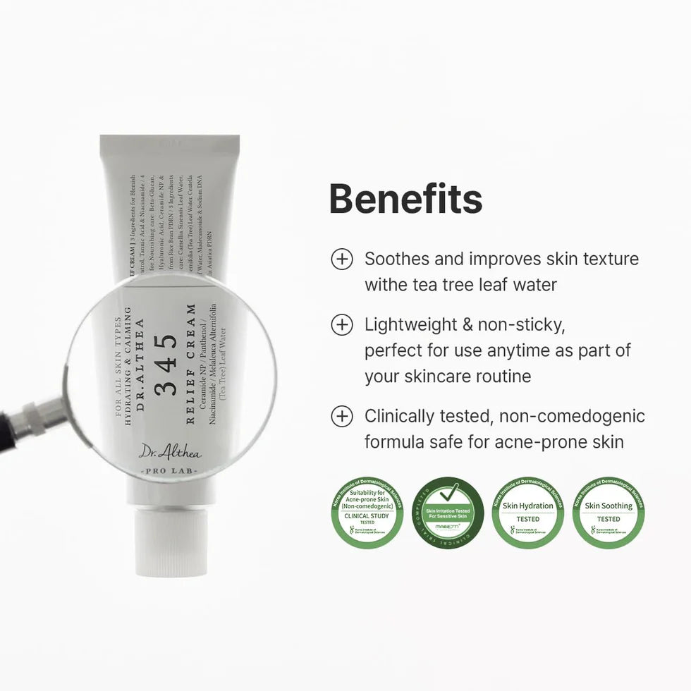 Dr.Althea 345 Relief Soothing Barrier Cream 50ml | Korean Sensitive Skin Moisturizer