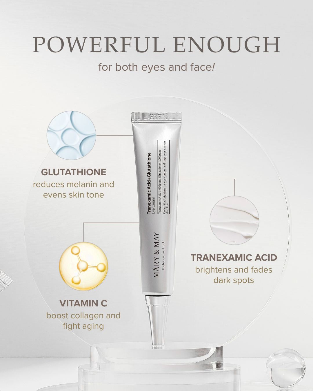 Mary & May Tranexamic Acid + Glutathione Eye Cream 30ml (SINGLE)