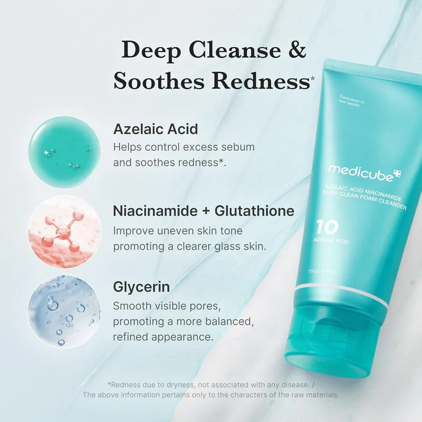 Medicube Azelaic Acid Niacinamide Deep Clean Korean Foam Cleanser 120g