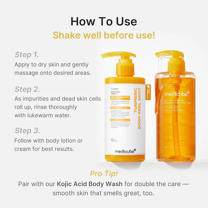 Medicube Kojic Acid Turmeric Body Peel Shot | Korean Dark Spot Exfoliating Treatment