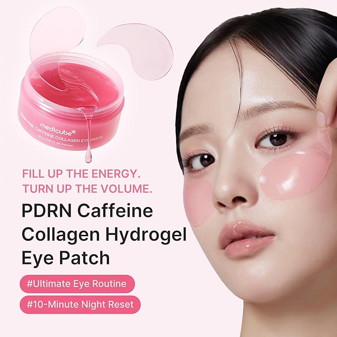 Medicube Pink PDRN Caffeine Collagen Korean Eye Patch | Depuffing Collagen Eye Patches