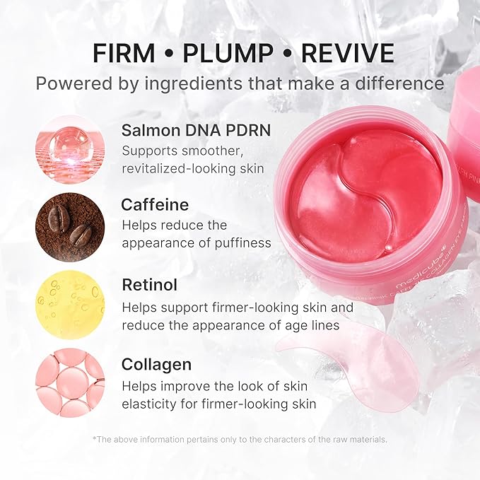 Medicube Pink PDRN Caffeine Collagen Korean Eye Patch | Depuffing Collagen Eye Patches