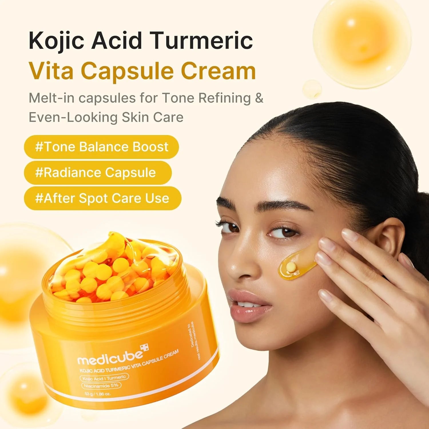Medicube Kojic Acid Turmeric Vita Capsule Cream | Korean Dark Spot Moisturizer
