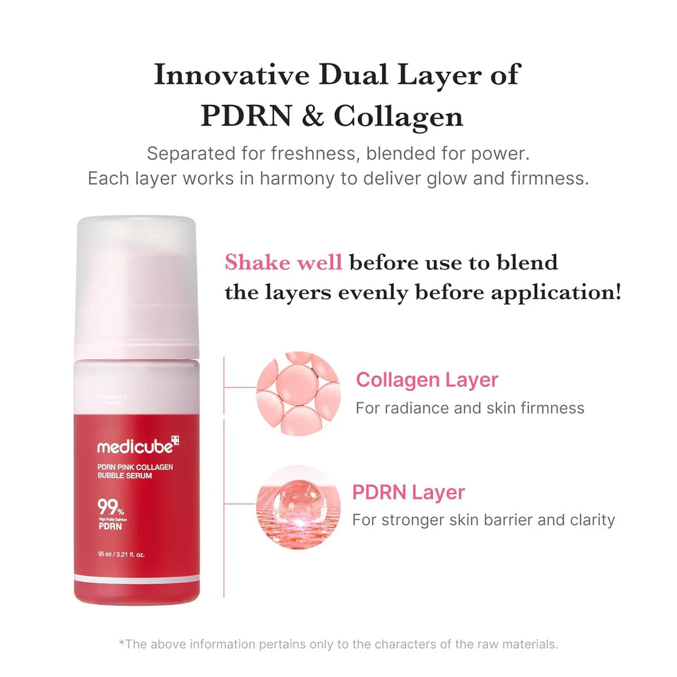 Medicube PDRN Pink Collagen Bubble Serum 95ml | Korean PDRN Skincare