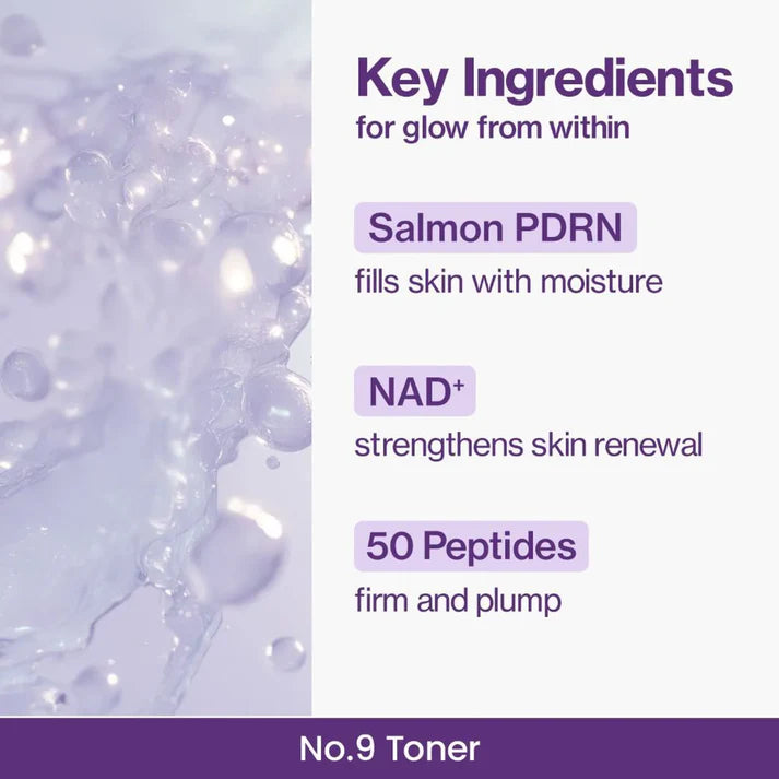 Numbuzin No.9 NAD+ PDRN Glow Boosting Korean Toner 150ml | Brightening Skin Prep