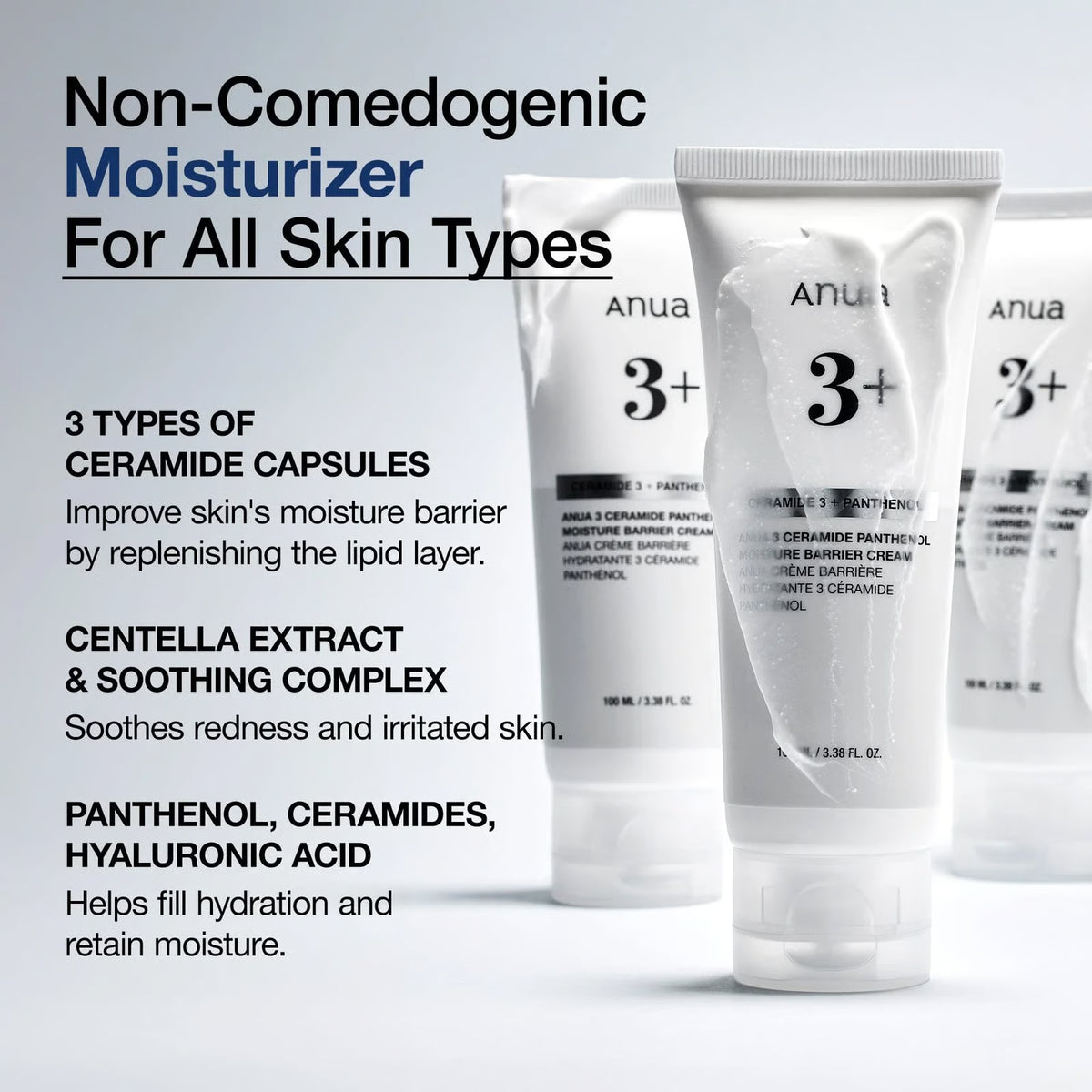 Anua 3+ Ceramide Panthenol Moisture Barrier Cream 100ml | Korean Barrier Repair Cream