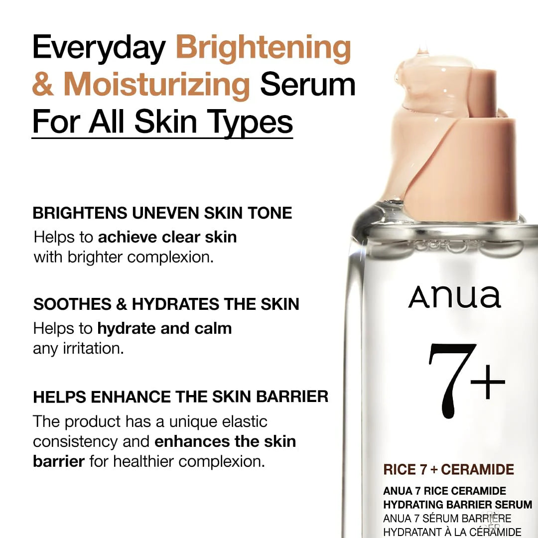 Anua 7+ Rice Ceramide Hydrating Barrier Serum 50ml | Korean Barrier Repair Serum