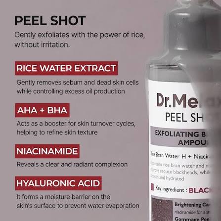 Dr. Melaxin Peel Shot Exfoliating Black Rice Ampoule 80ml | Korean Exfoliating Ampoule