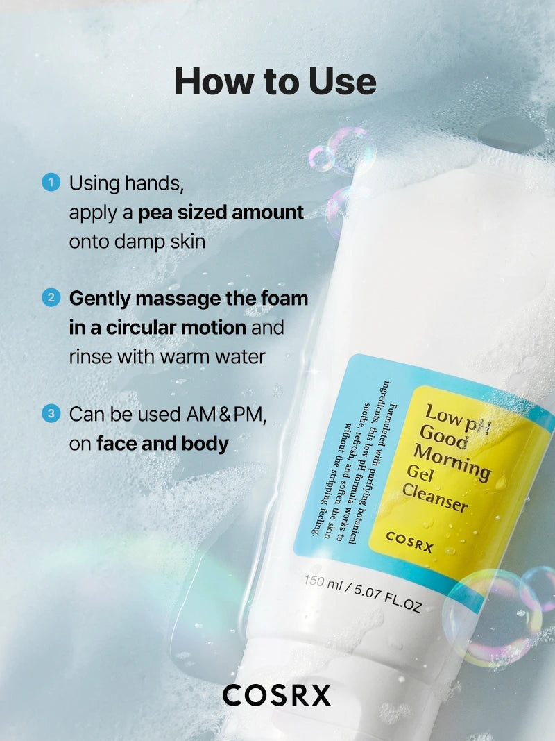 COSRX Low pH Good Morning Gel Cleanser 150ml | Korean Gentle Daily Face Wash