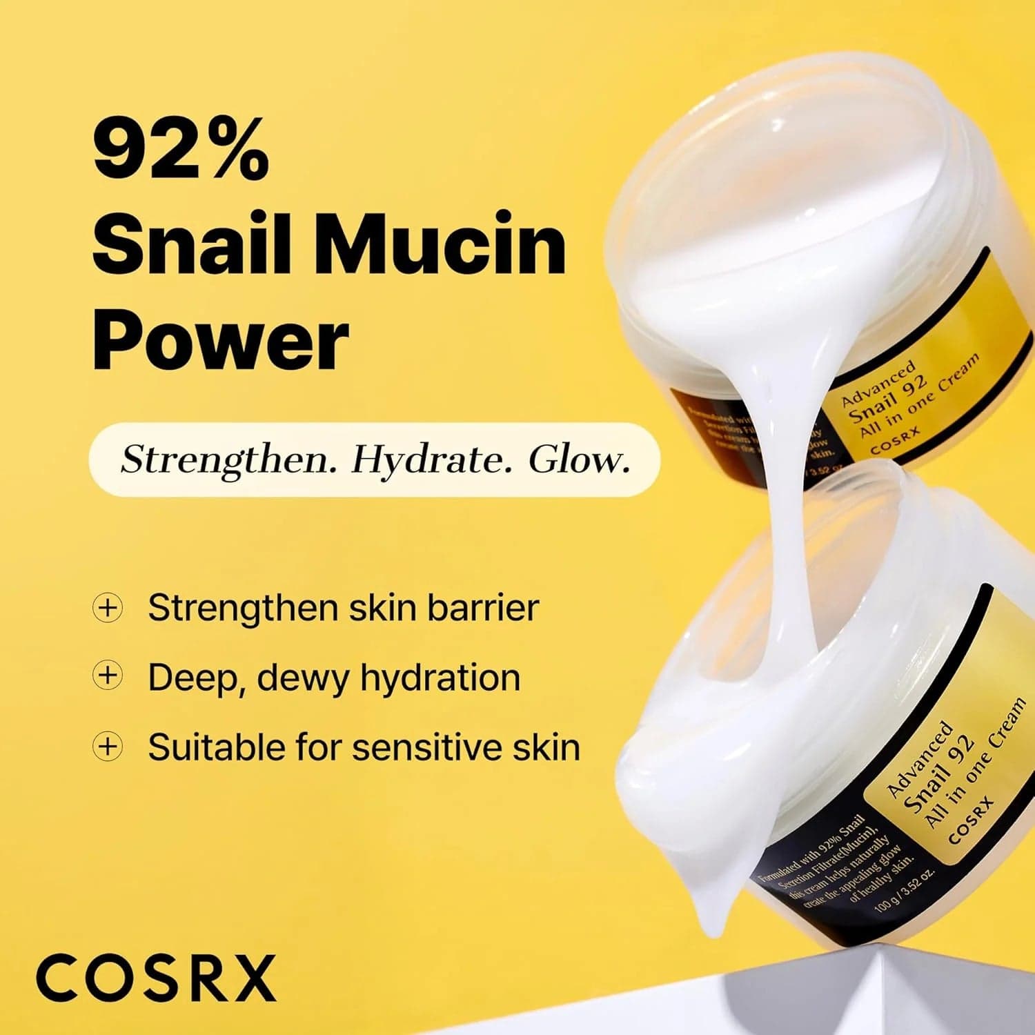 COSRX Snail Mucin 92 All-in-One Repair Cream | Korean Snail Mucin Moisturizer
