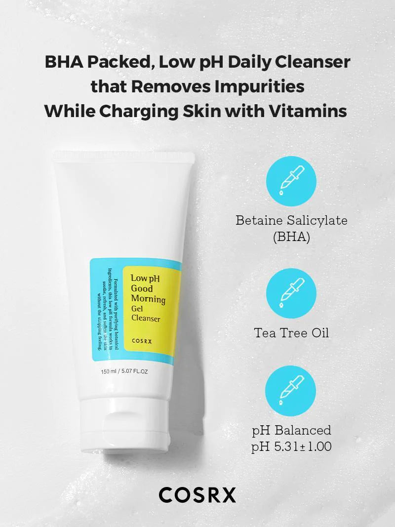 COSRX Low pH Good Morning Gel Cleanser 150ml | Korean Gentle Daily Face Wash