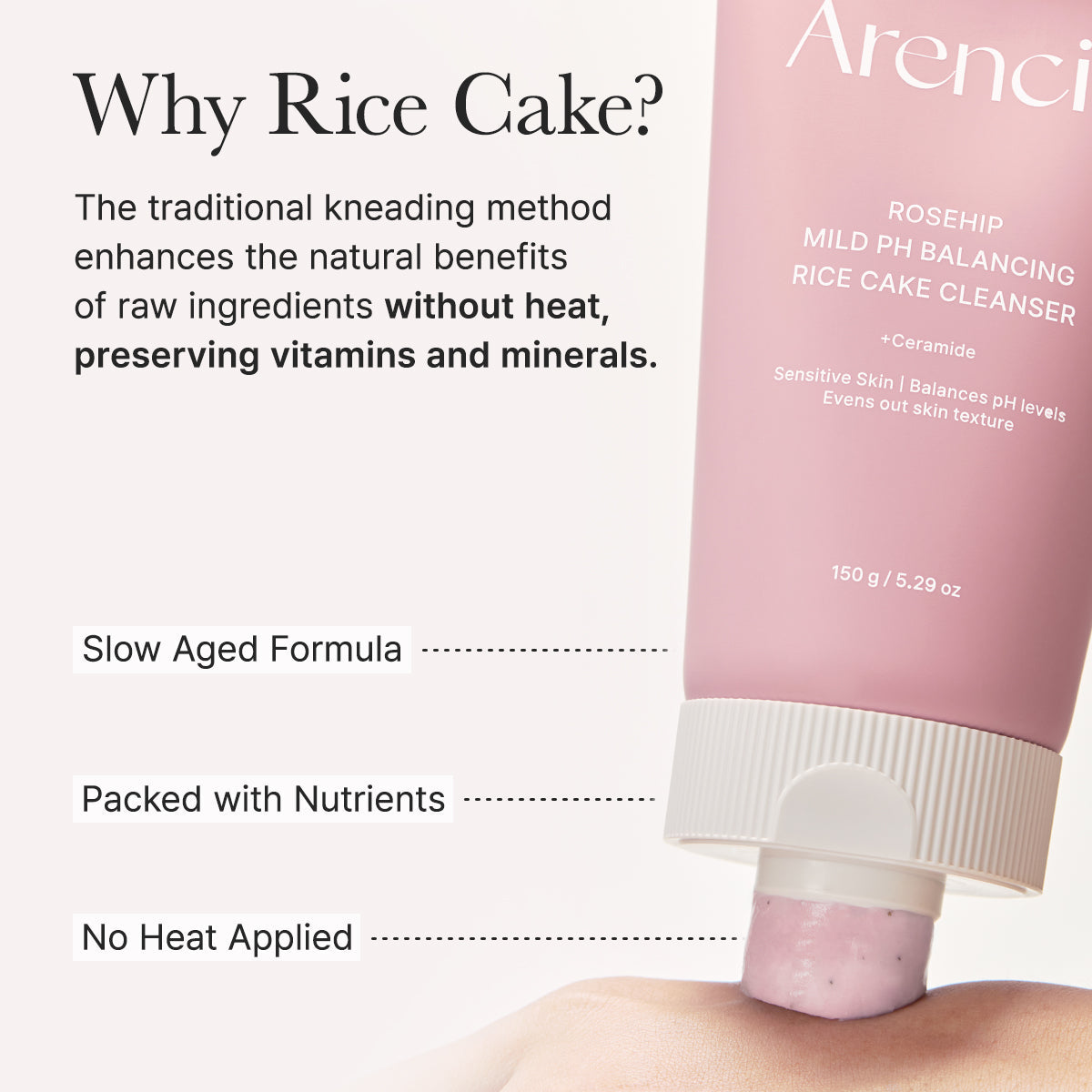 Arencia Rosehip Mild pH Balancing Rice Cake Cleanser 150g