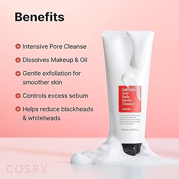 COSRX Salicylic Acid Daily Gentle Korean Acne Cleanser 150ml | BHA Pore Cleanser
