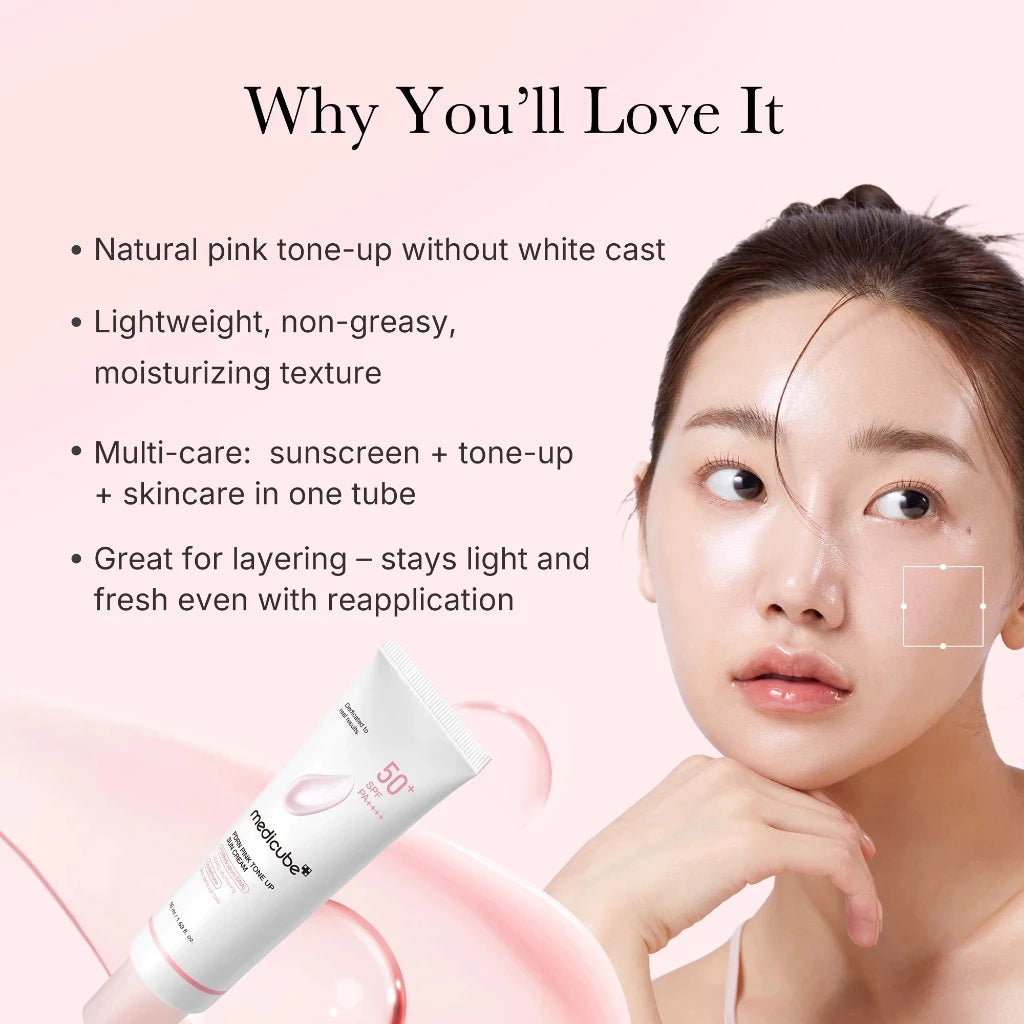 Medicube PDRN Pink Tone Up Sun Cream SPF50+ PA++++ | Korean Brightening Sunscreen