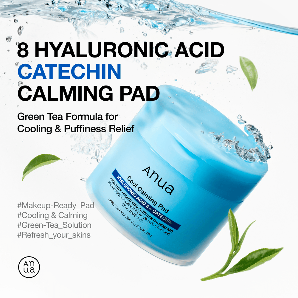 ANUA 8% Hyaluronic Acid Catechin Calming Soothing Pads | Korean Hydrating Skincare