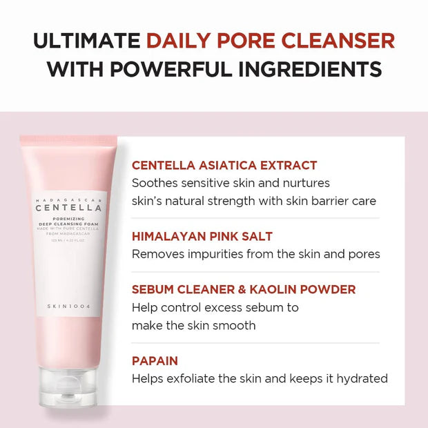 SKIN1004 Centella Poremizing Deep Korean Cleansing Foam 125ml | Pore Purifying Cleanser